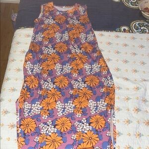 Floral Maxi Dress in Purple and Orange